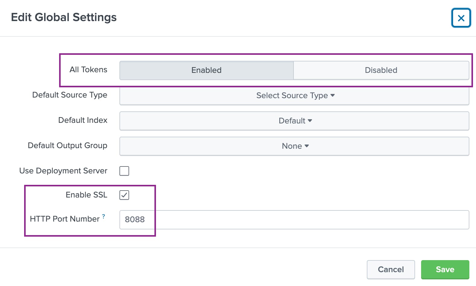 splunk inputs.conf only has host name