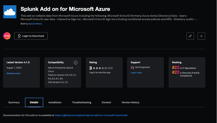 Splunk Add on for Microsoft Azure