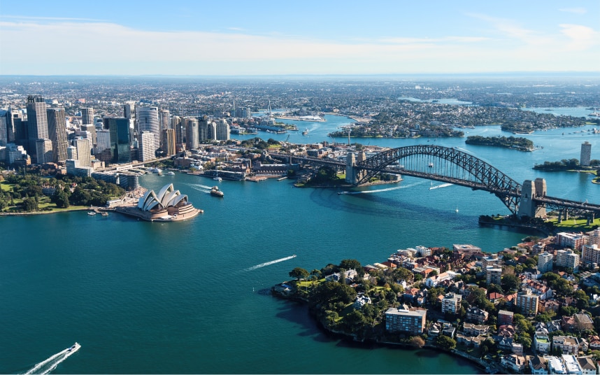 An aerial view of Sydney, Australia