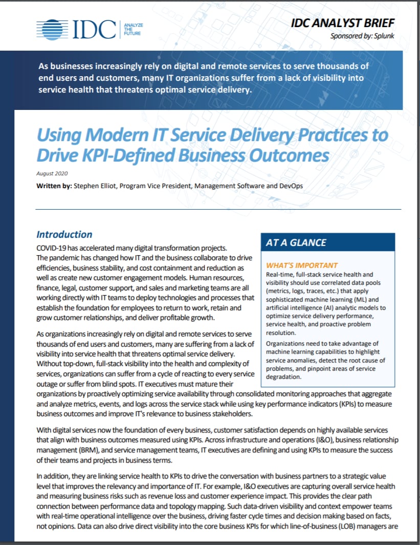Using Modern IT Service Delivery Practices to Drive KPI-Defined Business Outcomes